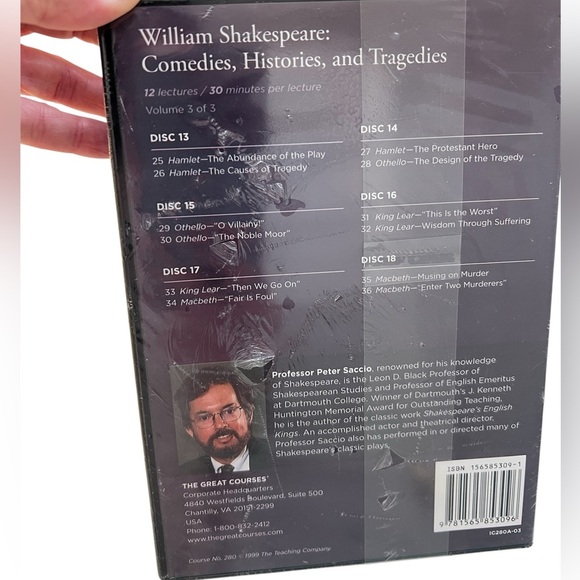 William Shakespeare: Comedies, Histories, and Tragedies Course Guidebook New - Picture 3 of 3